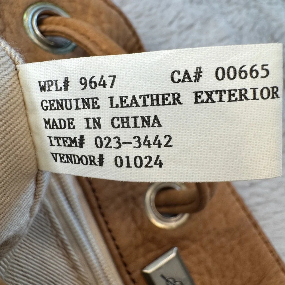 Eddie Bauer Tan Suede Leather Bag Drawstring One Shoulder Backpack Purse‎